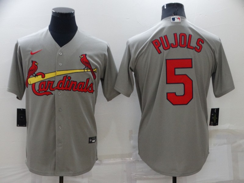 Men's St. Louis Cardinals #5 Albert Pujols Grey Cool Base Stitched Jersey Men's St. Louis Cardinals #5 Albert Pujols Grey Cool Base Stitched Jersey